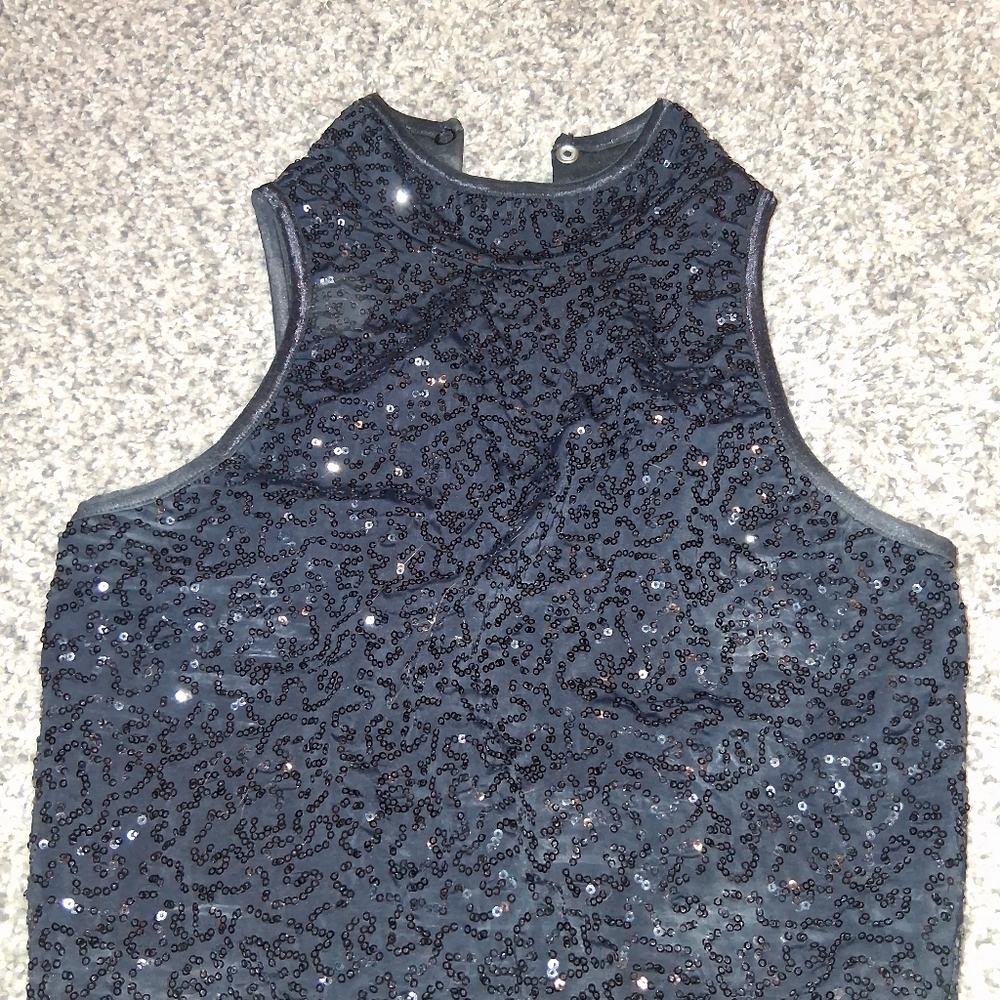 Balera Women's Black Sparkle High Neck Crop Top, Small - Picture 3 of 4